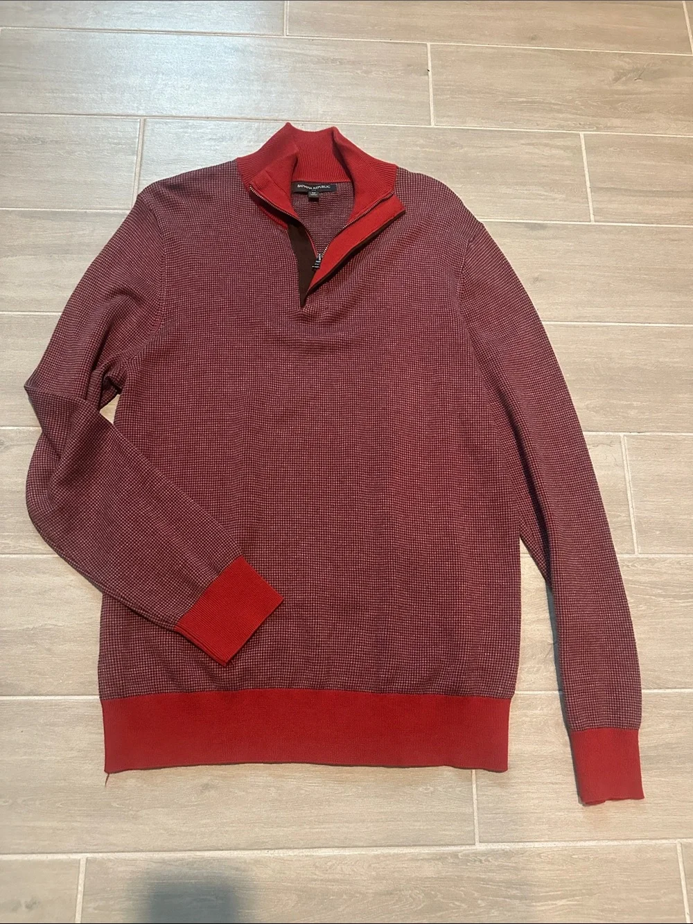 Banana Republic Quarter-Zip Marled Red Men's Sweater